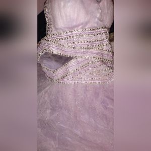Light purple strapless sequin prom dress🪻